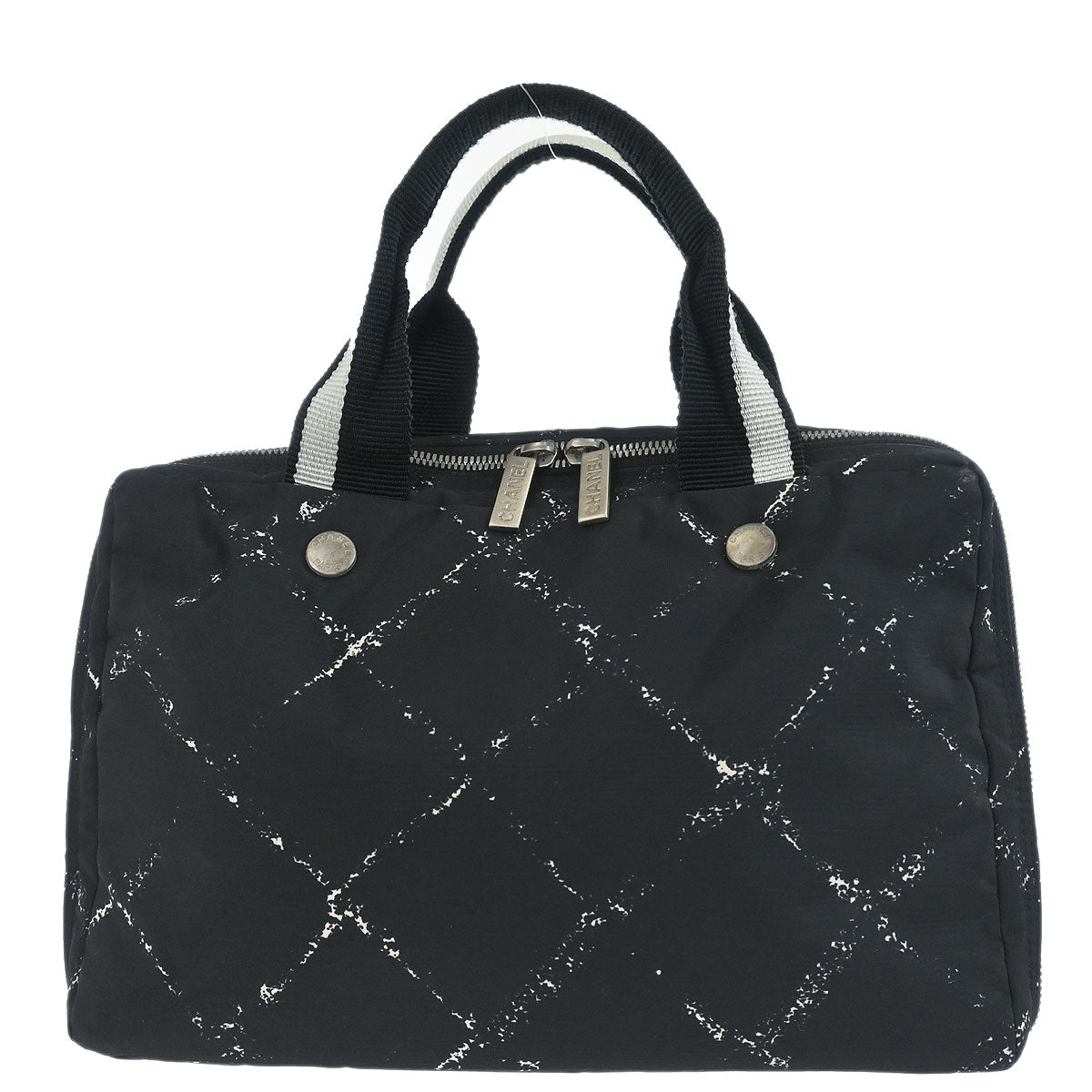 Chanel Black Jacquard Nylon Travel Line Handbag