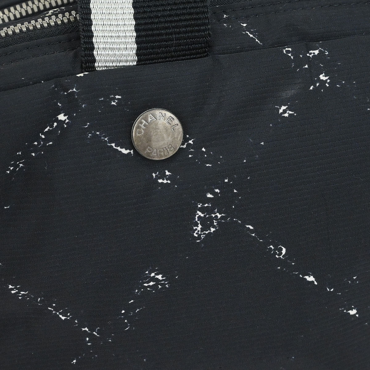 Chanel Black Jacquard Nylon Travel Line Handbag