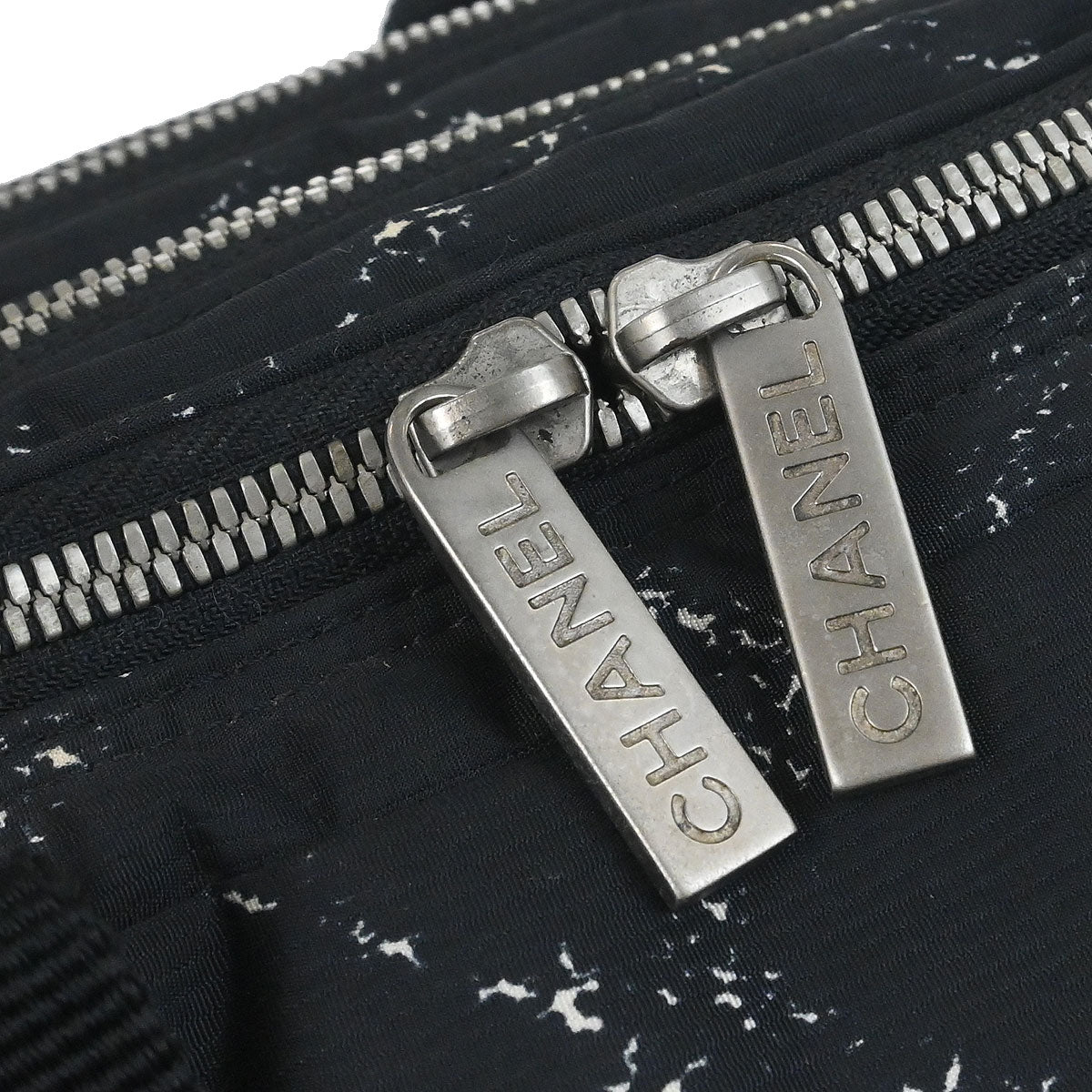 Chanel Black Jacquard Nylon Travel Line Handbag