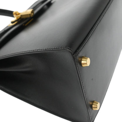 Hermes Black Box Calf Kelly 28 Sellier 2way Shoulder Handbag