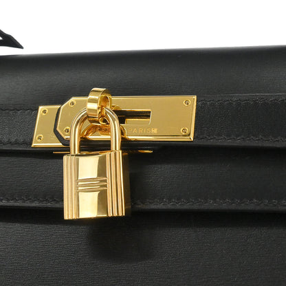 Hermes Black Box Calf Kelly 28 Sellier 2way Shoulder Handbag