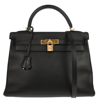 Hermes Black Ardennes Kelly 32 Retourne 2way Shoulder Handbag