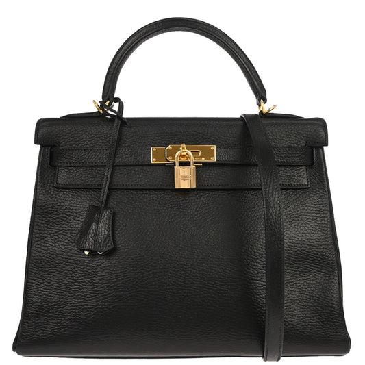 Hermes Black Ardennes Kelly 32 Retourne 2way Shoulder Handbag
