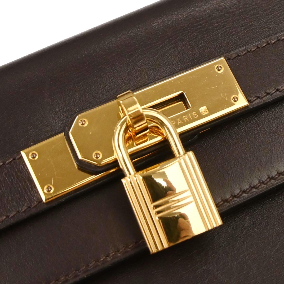 Hermes Ebene Box Calf Kelly 32 Sellier 2way Shoulder Handbag