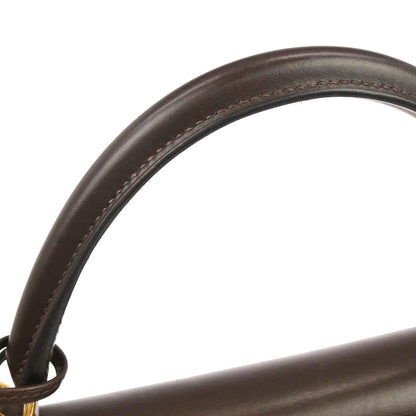 Hermes Ebene Box Calf Kelly 32 Sellier 2way Shoulder Handbag