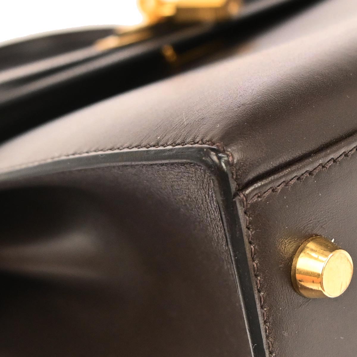 Hermes Ebene Box Calf Kelly 32 Sellier 2way Shoulder Handbag