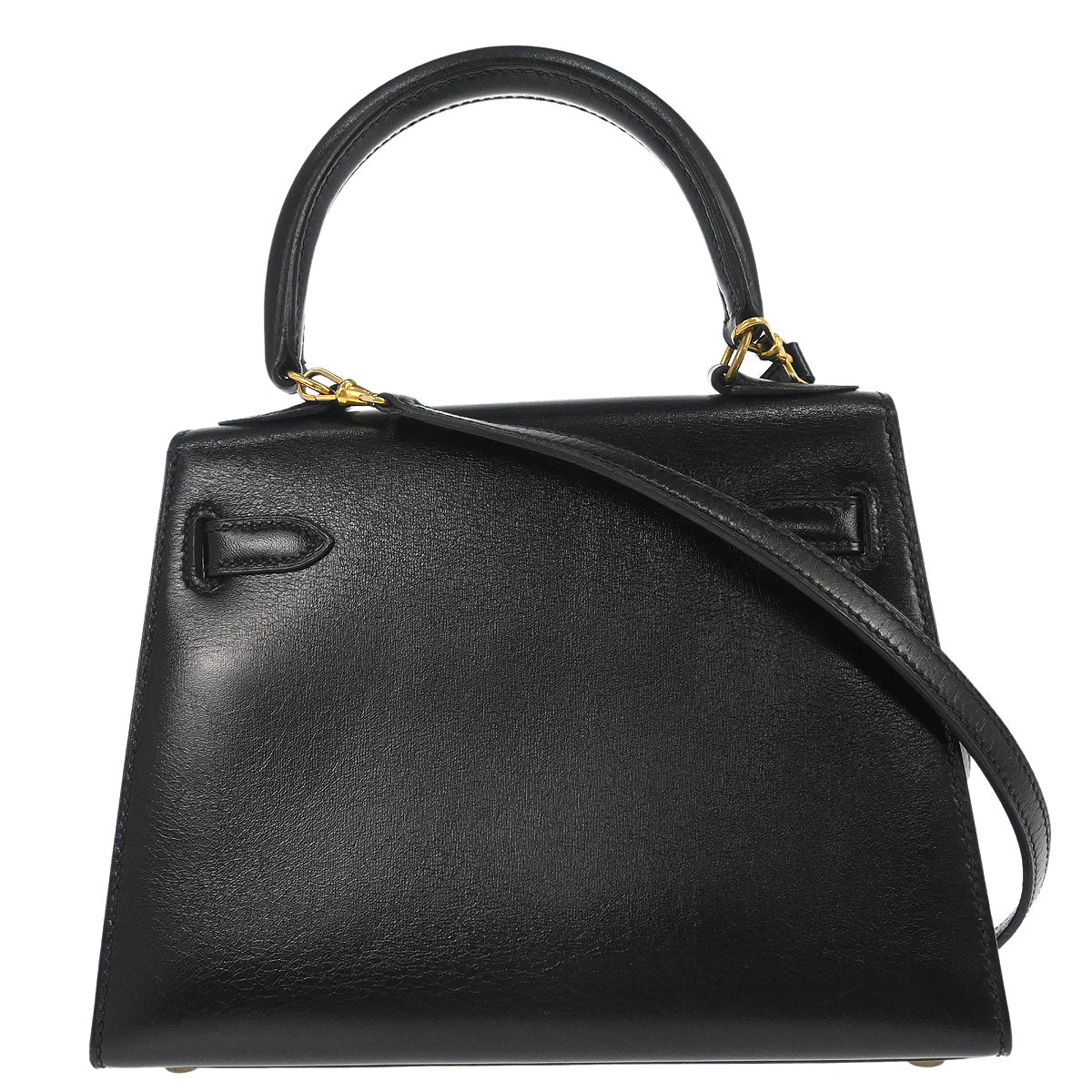 Hermes Black Box Calf Mini Kelly 20 2way Sellier Shoulder Handbag