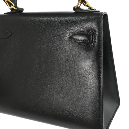 Hermes Black Box Calf Mini Kelly 20 2way Sellier Shoulder Handbag