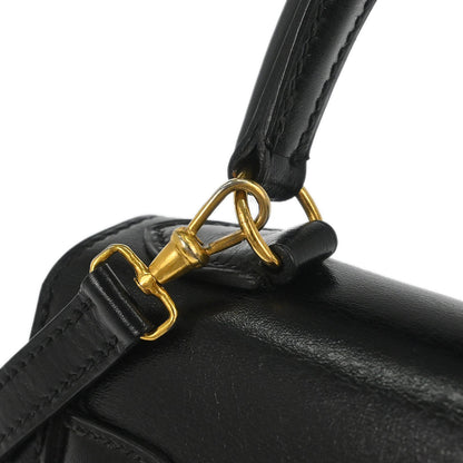 Hermes Black Box Calf Mini Kelly 20 2way Sellier Shoulder Handbag