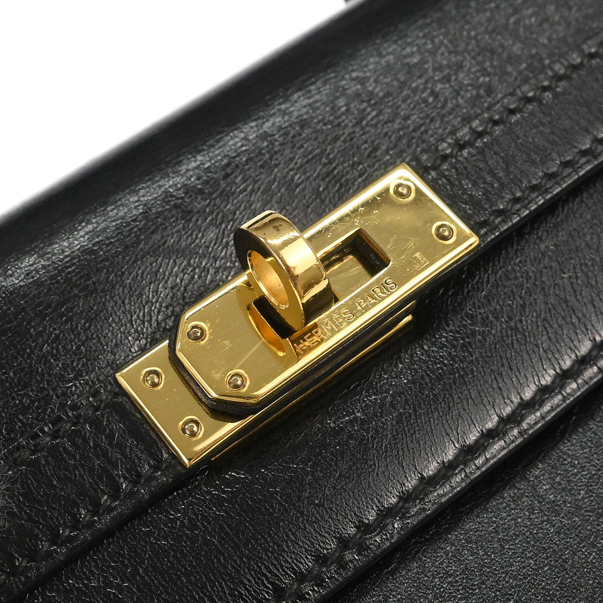 Hermes Black Box Calf Mini Kelly 20 2way Sellier Shoulder Handbag