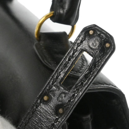 Hermes Black Box Calf Mini Kelly 20 2way Sellier Shoulder Handbag