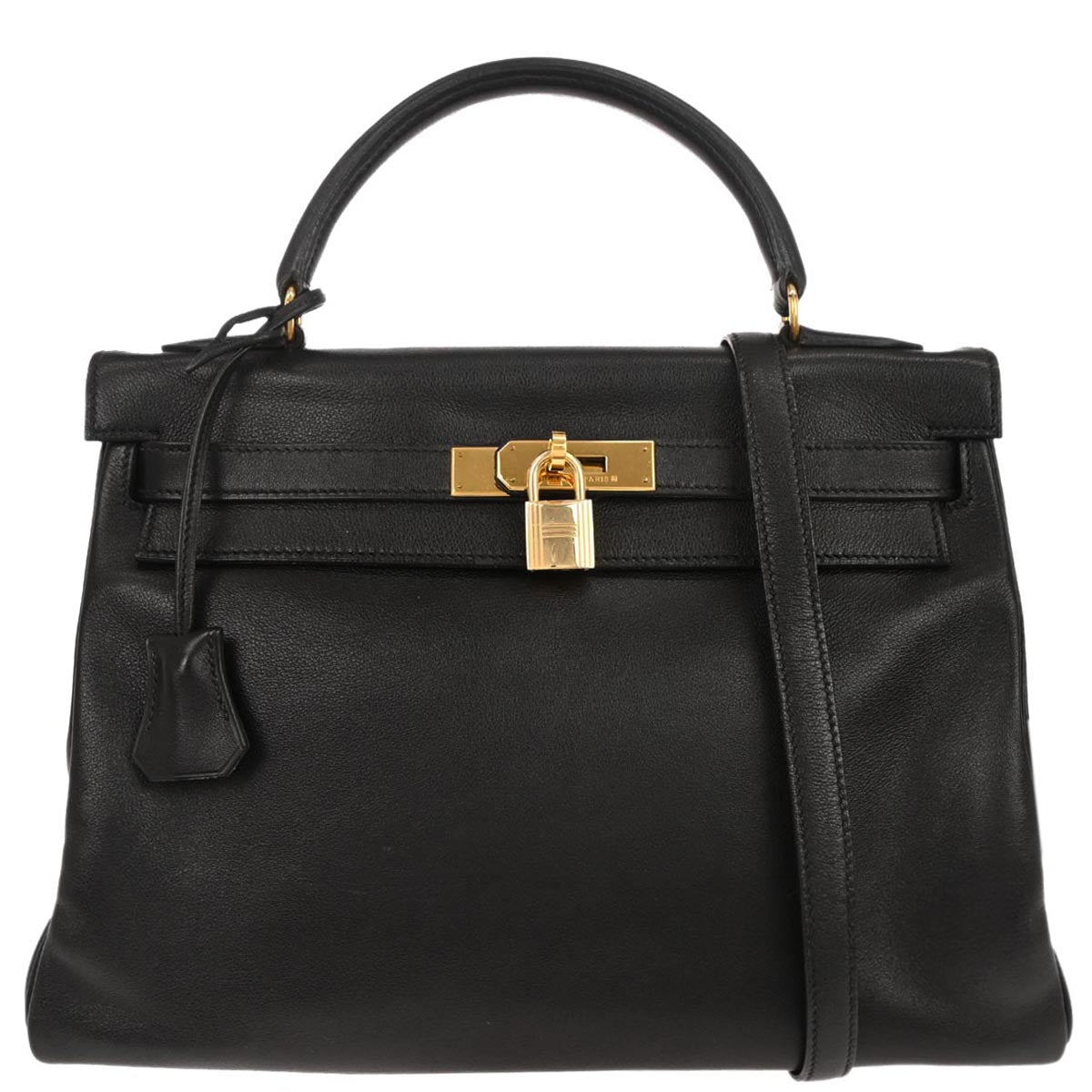 Hermes Black Gulliver Kelly 32 Retourne 2way Shoulder Handbag