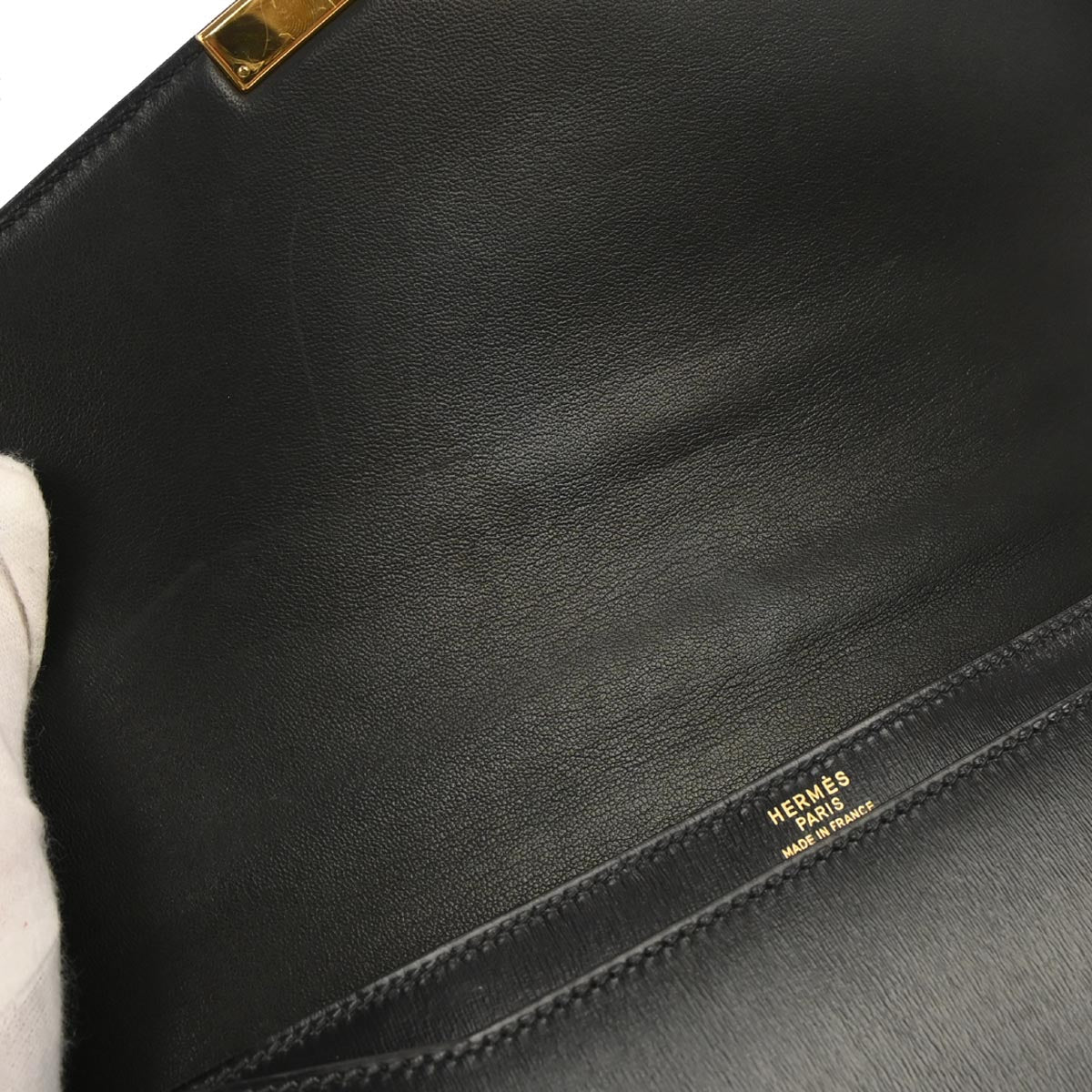 Hermes Black Box Calf Cadena Lock Shoulder Bag