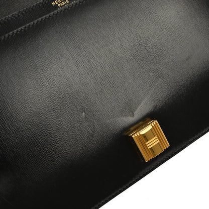 Hermes Black Box Calf Cadena Lock Shoulder Bag
