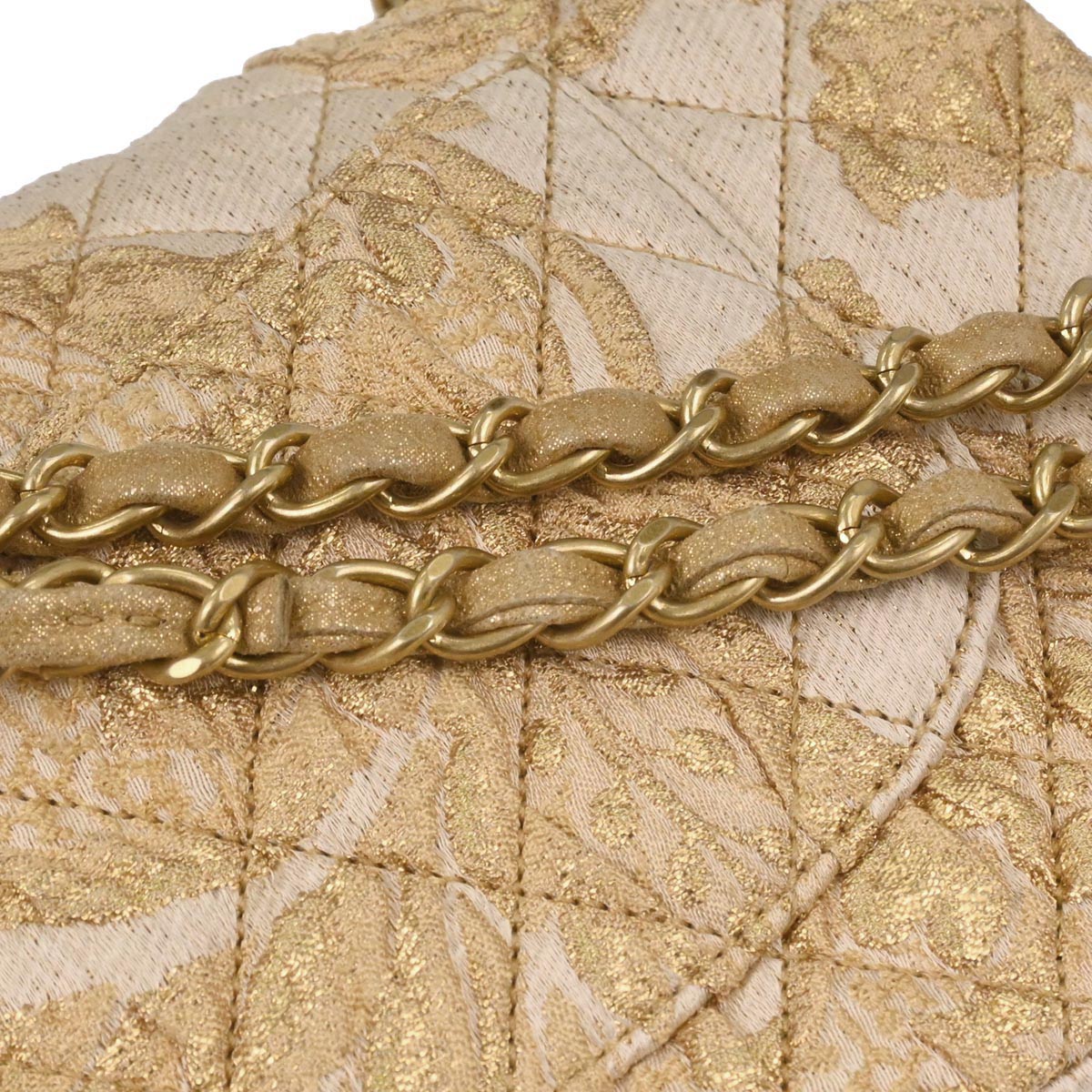 Chanel Gold Canvas Medium Classic Double Flap Shoulder Bag