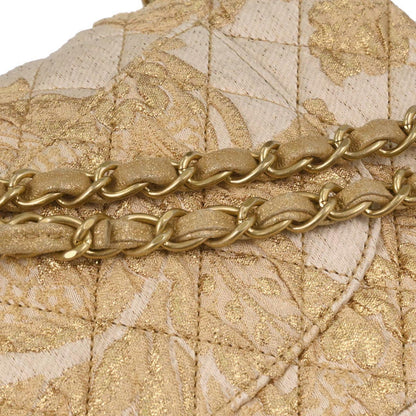 Chanel Gold Canvas Medium Classic Double Flap Shoulder Bag