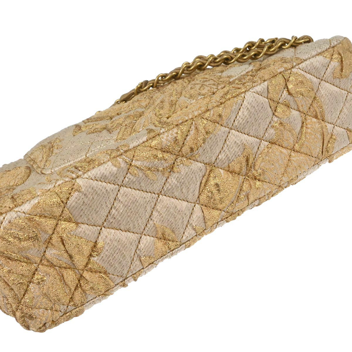 Chanel Gold Canvas Medium Classic Double Flap Shoulder Bag