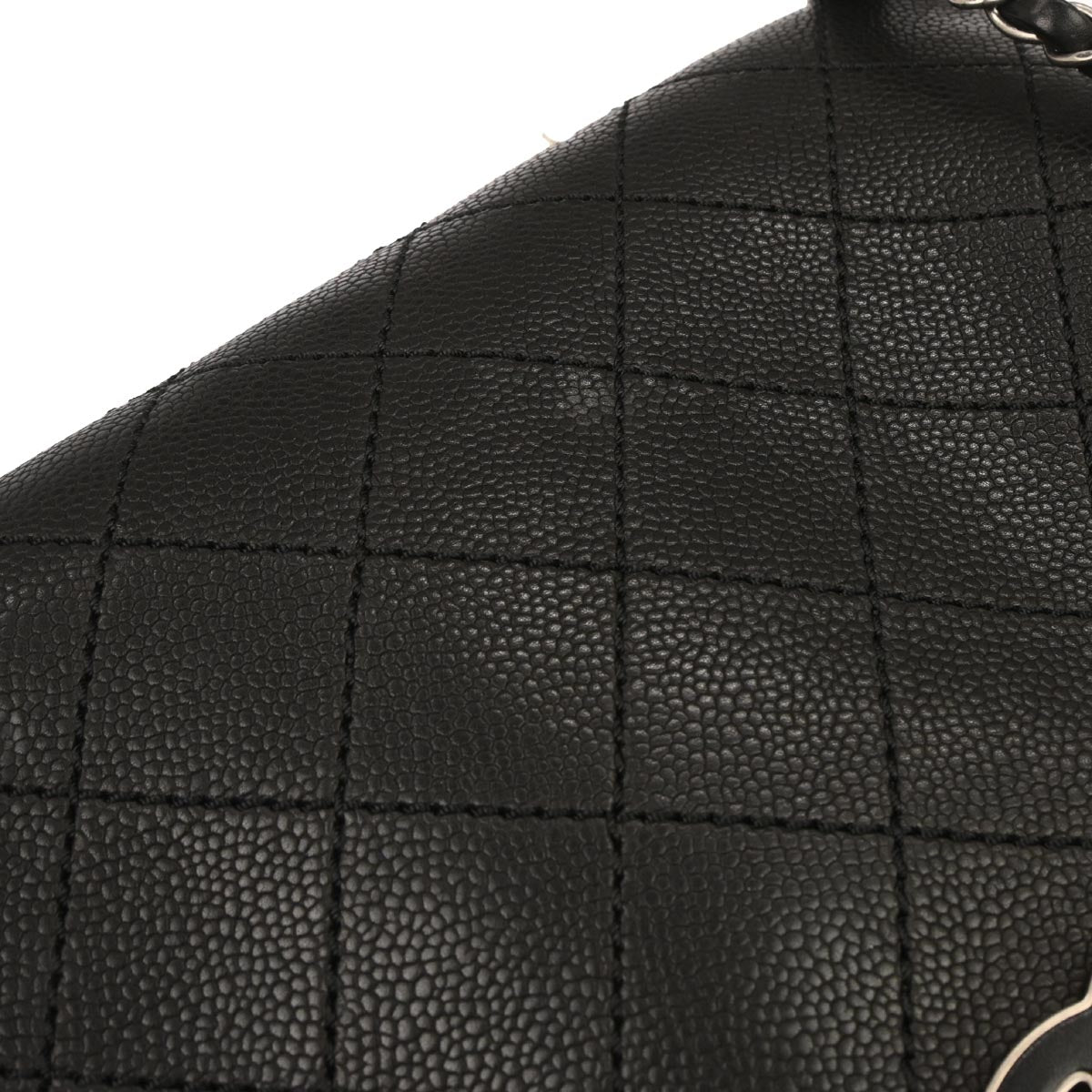 Chanel 2014 Black Caviar Skin Hampton 2way Shoulder Tote Bag