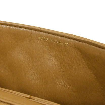 Chanel 1989-1991 Beige Lambskin Turnlock Small Full Flap Shoulder Bag