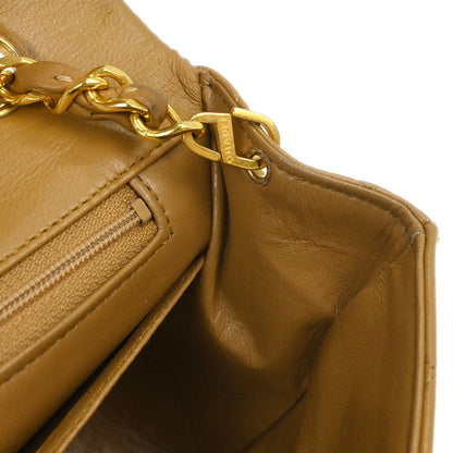 Chanel 1989-1991 Beige Lambskin Turnlock Small Full Flap Shoulder Bag
