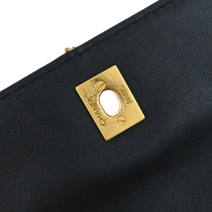 Chanel Black Calfskin Wild Stitch Single Flap Shoulder Bag