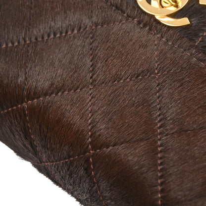 Chanel Brown Pony Hair Micro Classic Flap Handbag