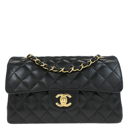 Chanel Black Lambskin Small Classic Double Flap Shoulder Bag