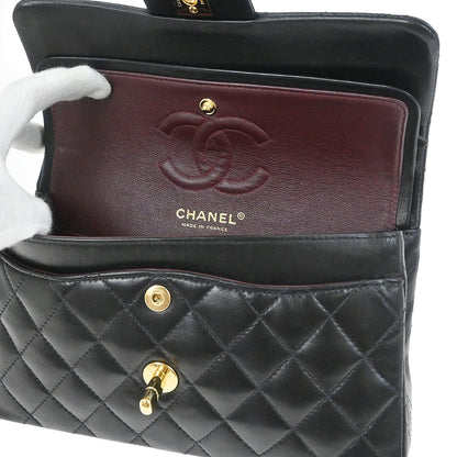Chanel Black Lambskin Small Classic Double Flap Shoulder Bag