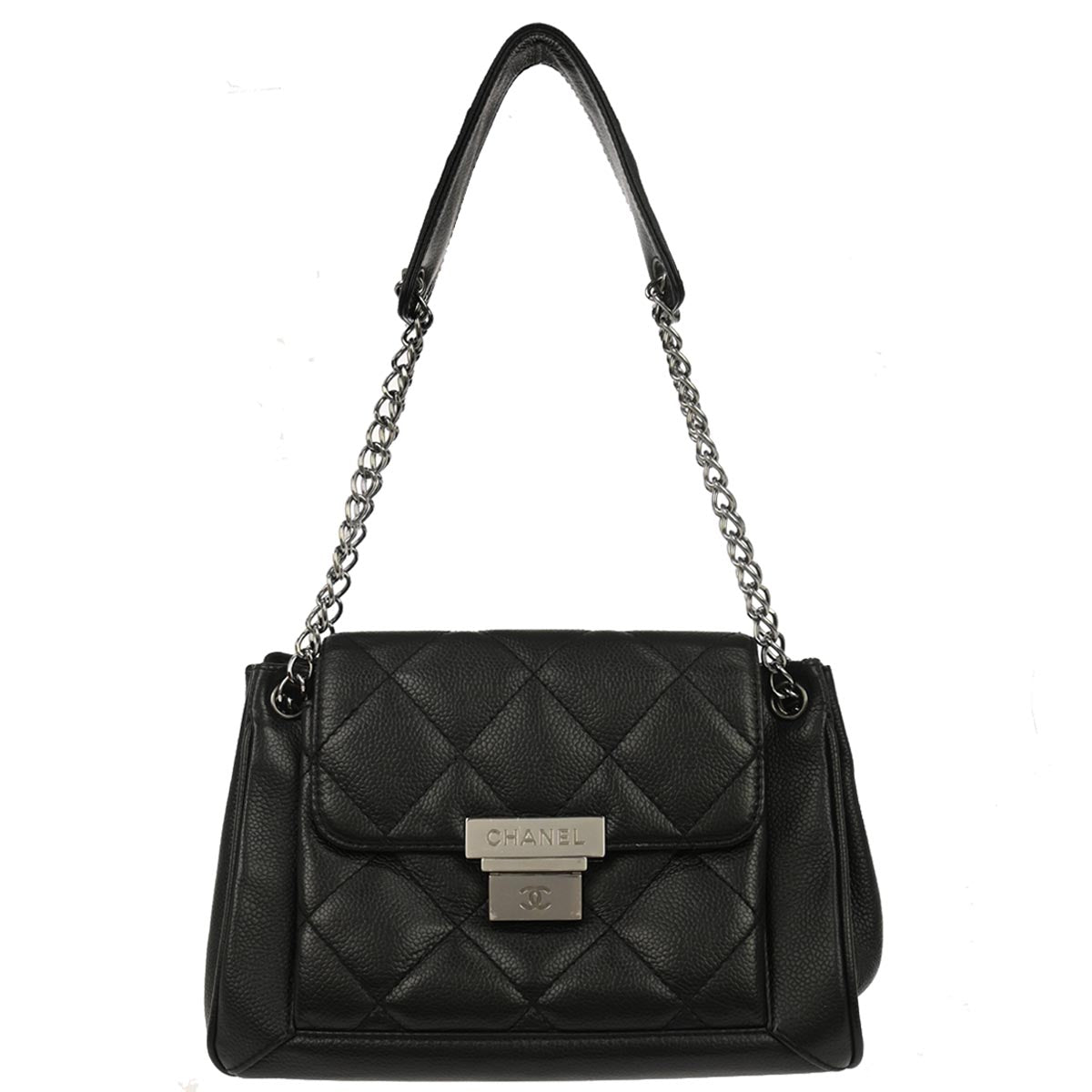Chanel Black Caviar Skin Accordion Flap Handbag