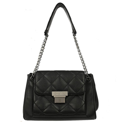 Chanel Black Caviar Skin Accordion Flap Handbag