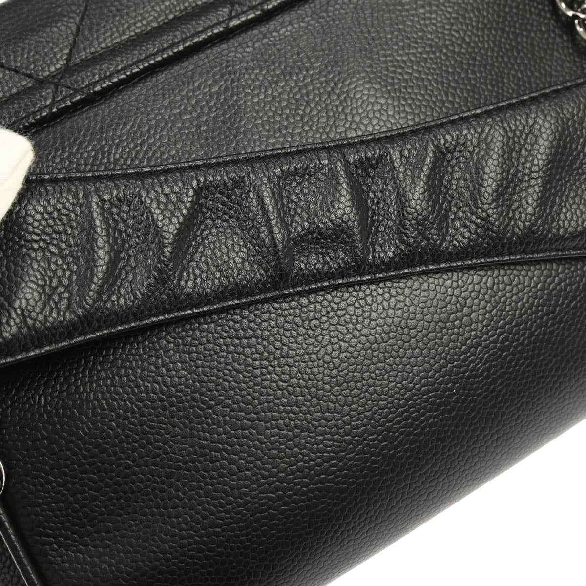 Chanel Black Caviar Skin Accordion Flap Handbag