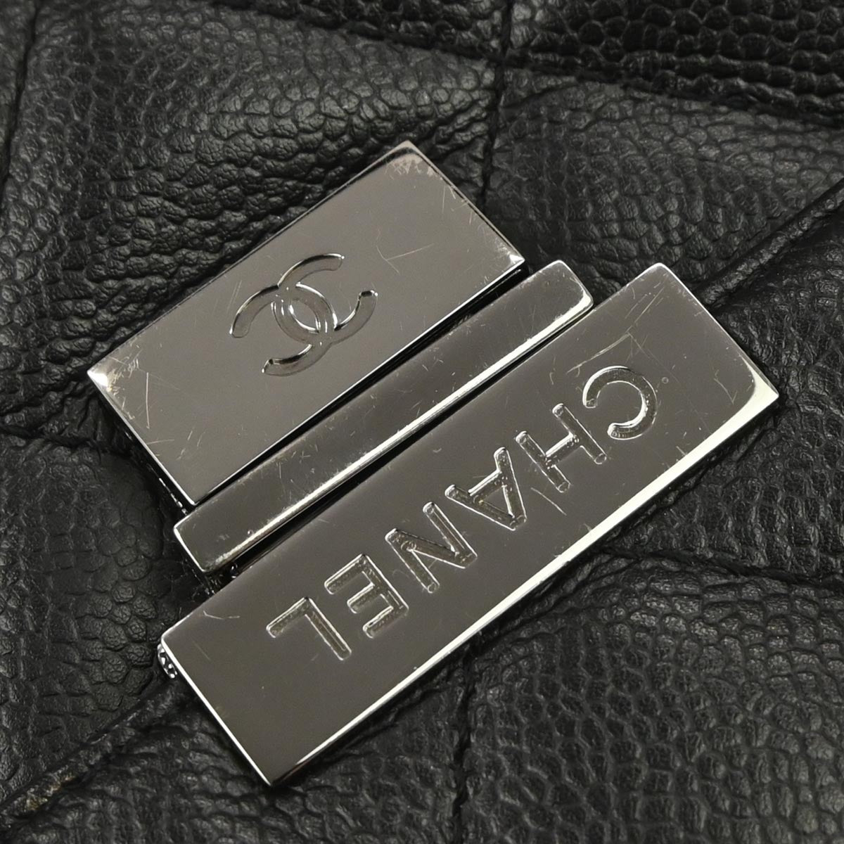 Chanel Black Caviar Skin Accordion Flap Handbag