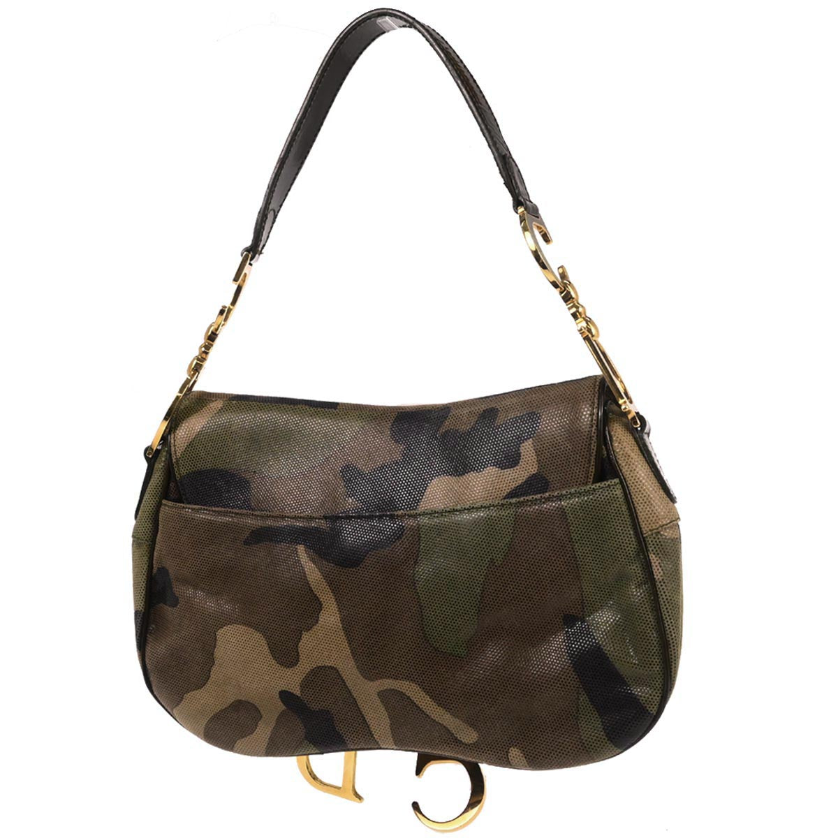 Christian Dior Green Camouflage Double Saddle Handbag