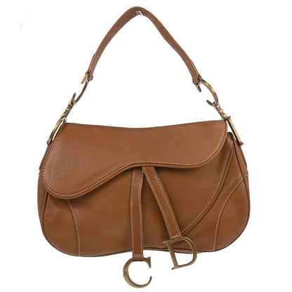Christian Dior Brown Leather Double Saddle Handbag