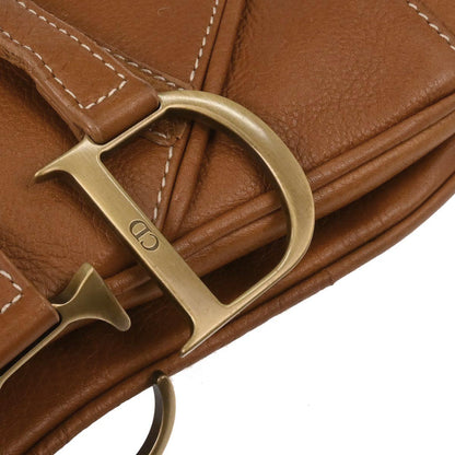Christian Dior Brown Leather Double Saddle Handbag