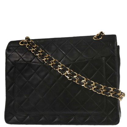 Chanel Black Lambskin Medium Double Flap Shoulder Bag