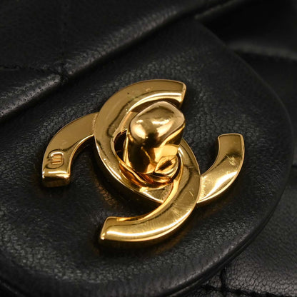 Chanel Black Lambskin Medium Double Flap Shoulder Bag