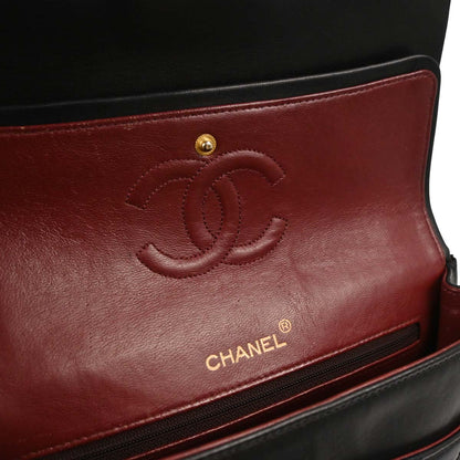 Chanel Black Lambskin Medium Double Flap Shoulder Bag