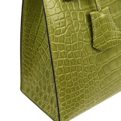 Hermes * Anis Green Alligator Kelly 25 Sellier 2way Shoulder Handbag