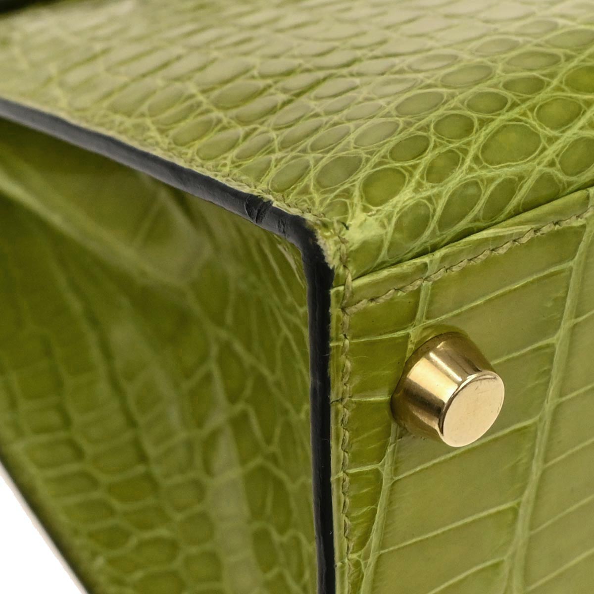 Hermes * Anis Green Alligator Kelly 25 Sellier 2way Shoulder Handbag
