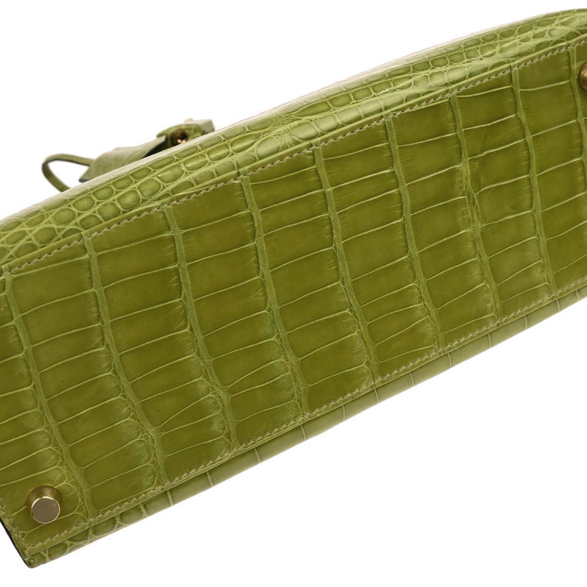Hermes * Anis Green Alligator Kelly 25 Sellier 2way Shoulder Handbag