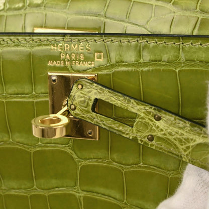 Hermes * Anis Green Alligator Kelly 25 Sellier 2way Shoulder Handbag