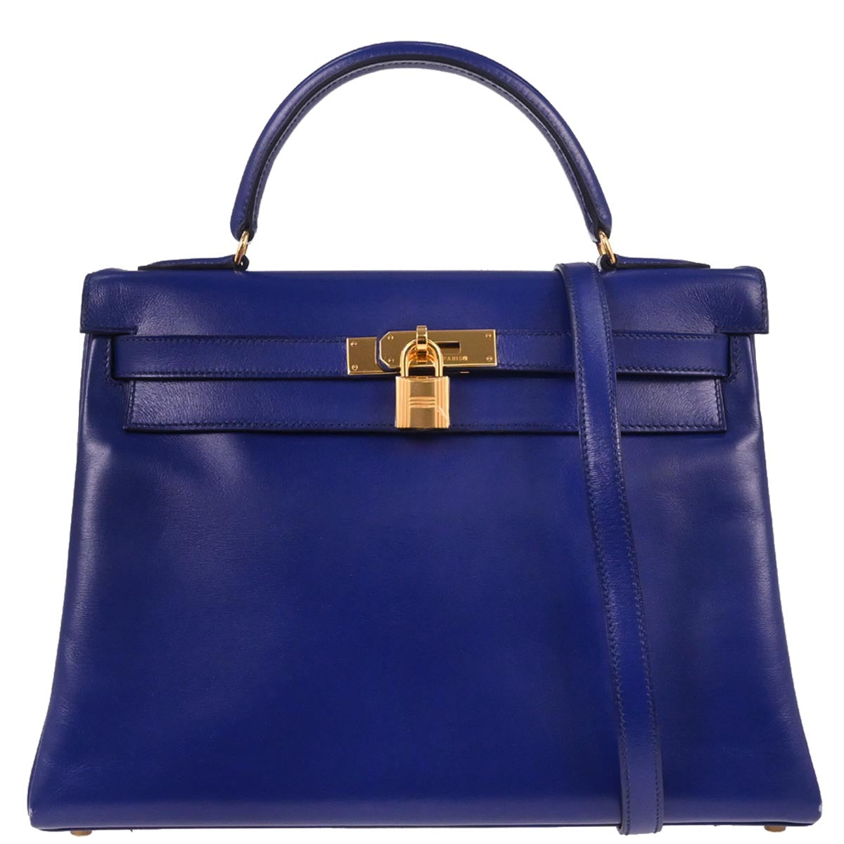 Hermes Blue Royal Box Calf Kelly 32 Retourne 2way Shoulder Handbag