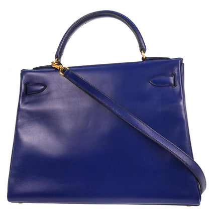 Hermes Blue Royal Box Calf Kelly 32 Retourne 2way Shoulder Handbag
