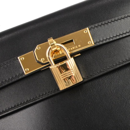 Hermes Black Box Calf Kelly 32 Sellier 2way Shoulder Handbag