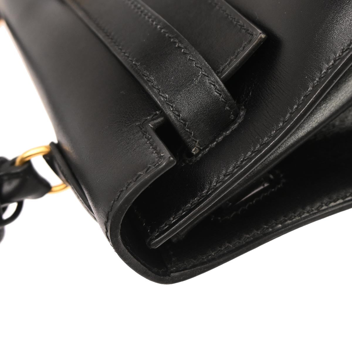 Hermes Black Box Calf Kelly 32 Sellier 2way Shoulder Handbag