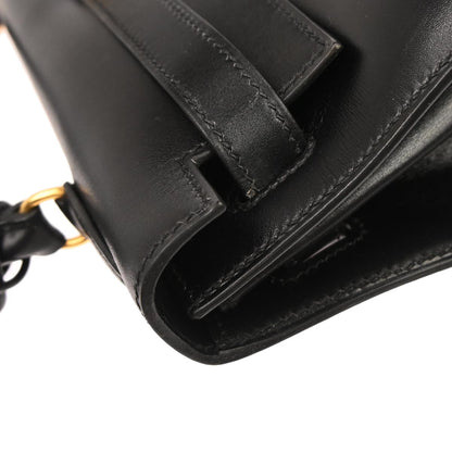 Hermes Black Box Calf Kelly 32 Sellier 2way Shoulder Handbag