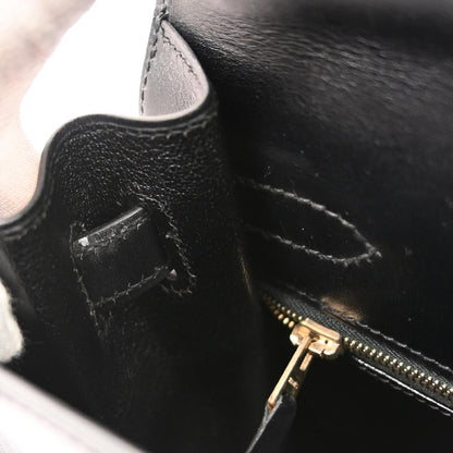 Hermes Black Box Calf Kelly 32 Sellier 2way Shoulder Handbag
