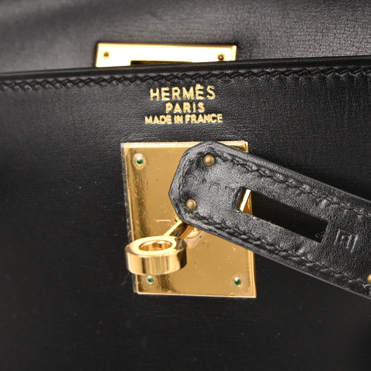 Hermes Black Box Calf Kelly 32 Sellier 2way Shoulder Handbag