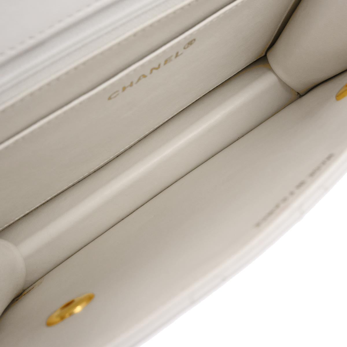 Chanel 1989-1991 White Lambskin Double Turnlock 2way Shoulder Handbag